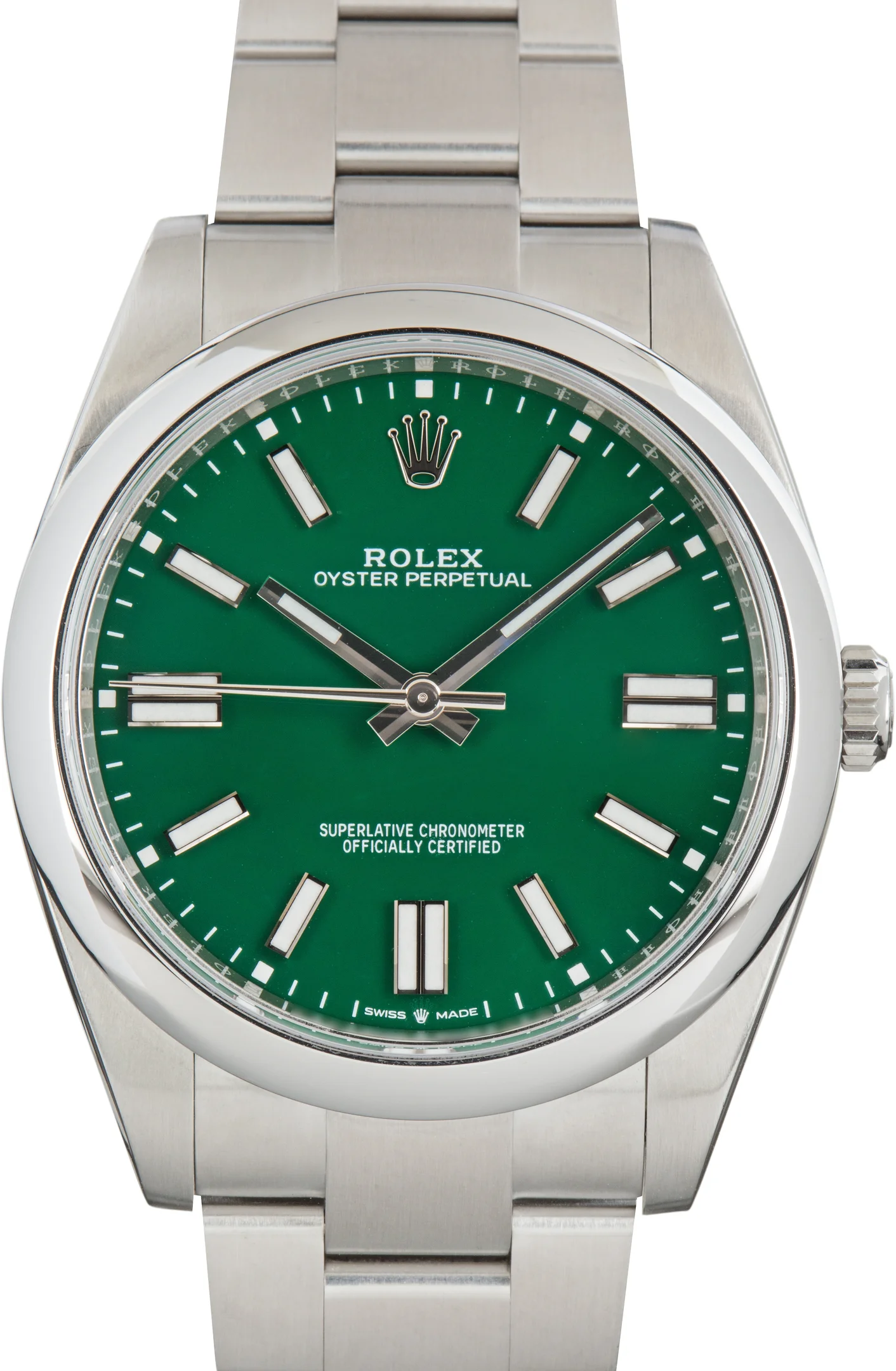 Used Rolex Oyster Perpetual 41 Smooth Bezel Ref 124300 Green Dial - 1