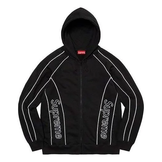 Supreme Track Paneled Zip Up Hooded Sweatshirt 'Black White' SUP-FW21-164 - 1
