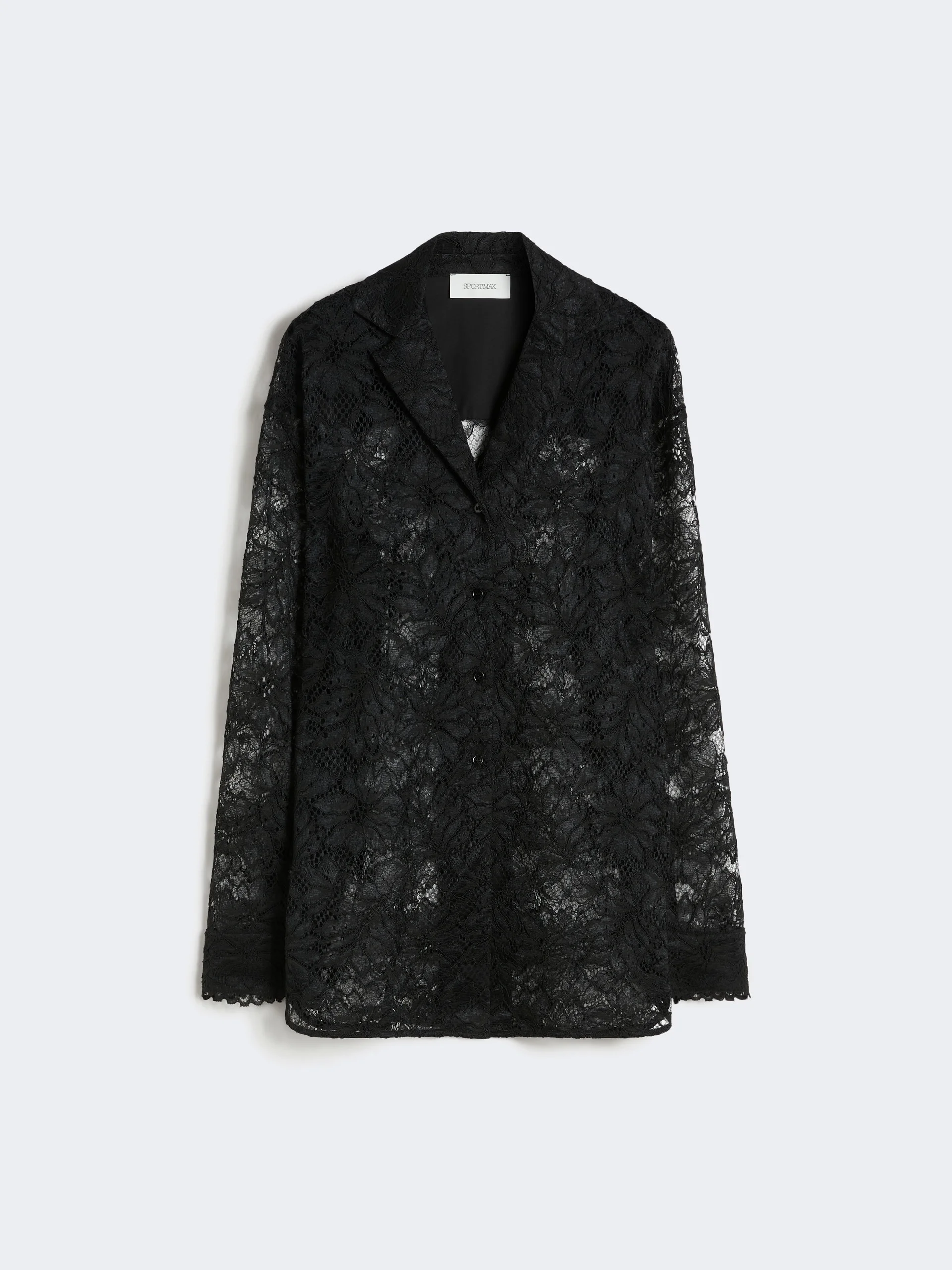 Floral lace jacket - BLACK - 1