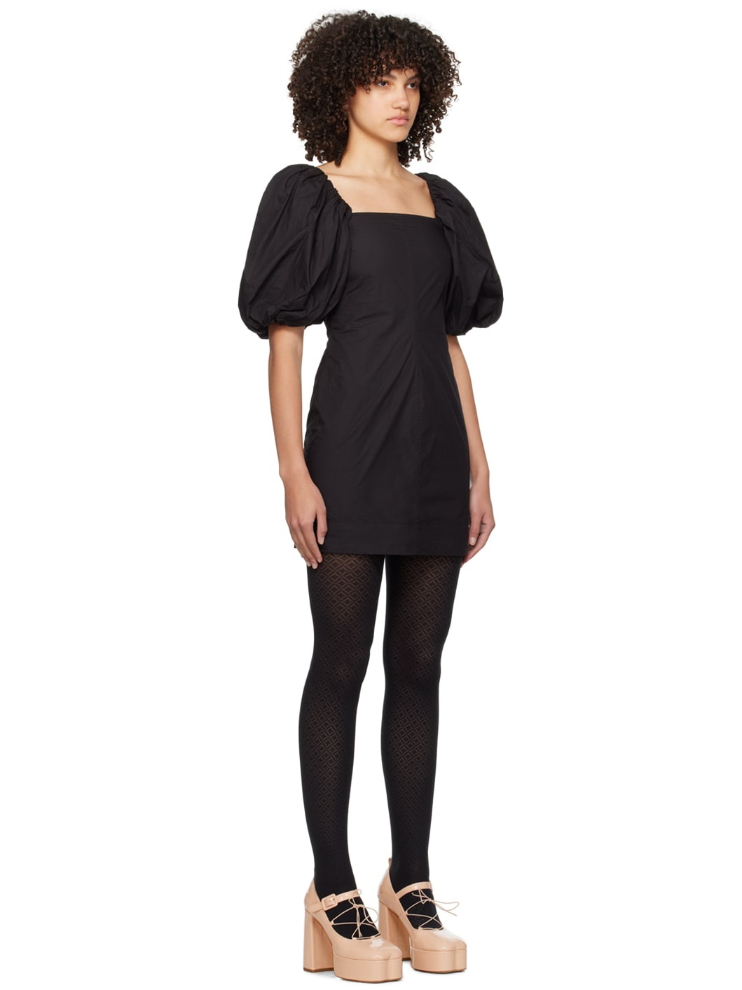 Black Twisted Sleeves Minidress - 2
