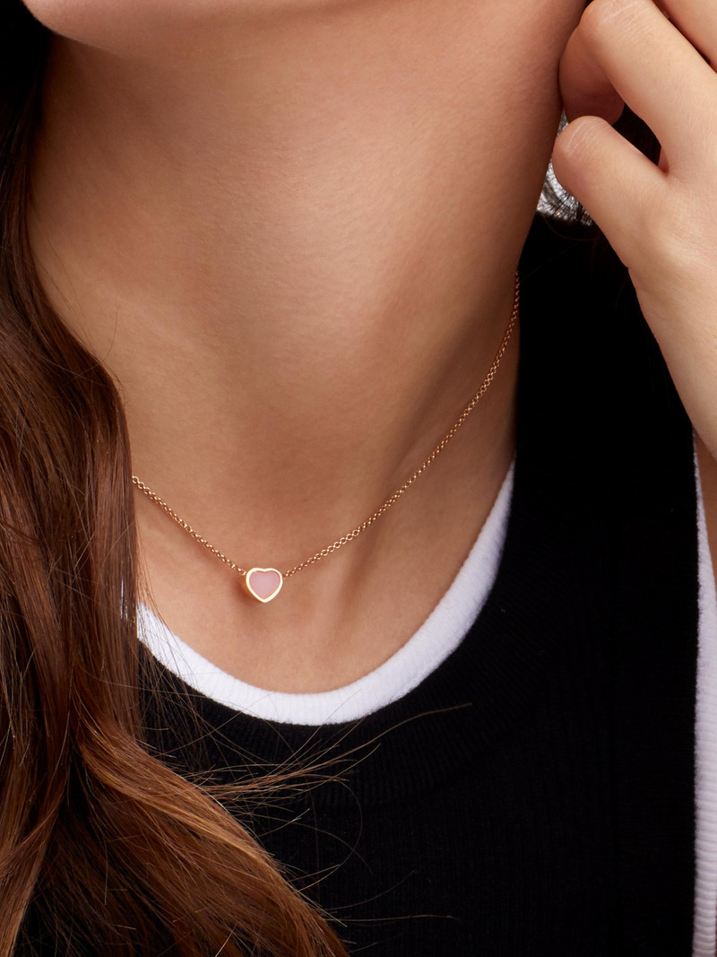 Women's My Happy Hearts 18K Rose Gold & Pink Opal Pendant Necklace - Pink 3