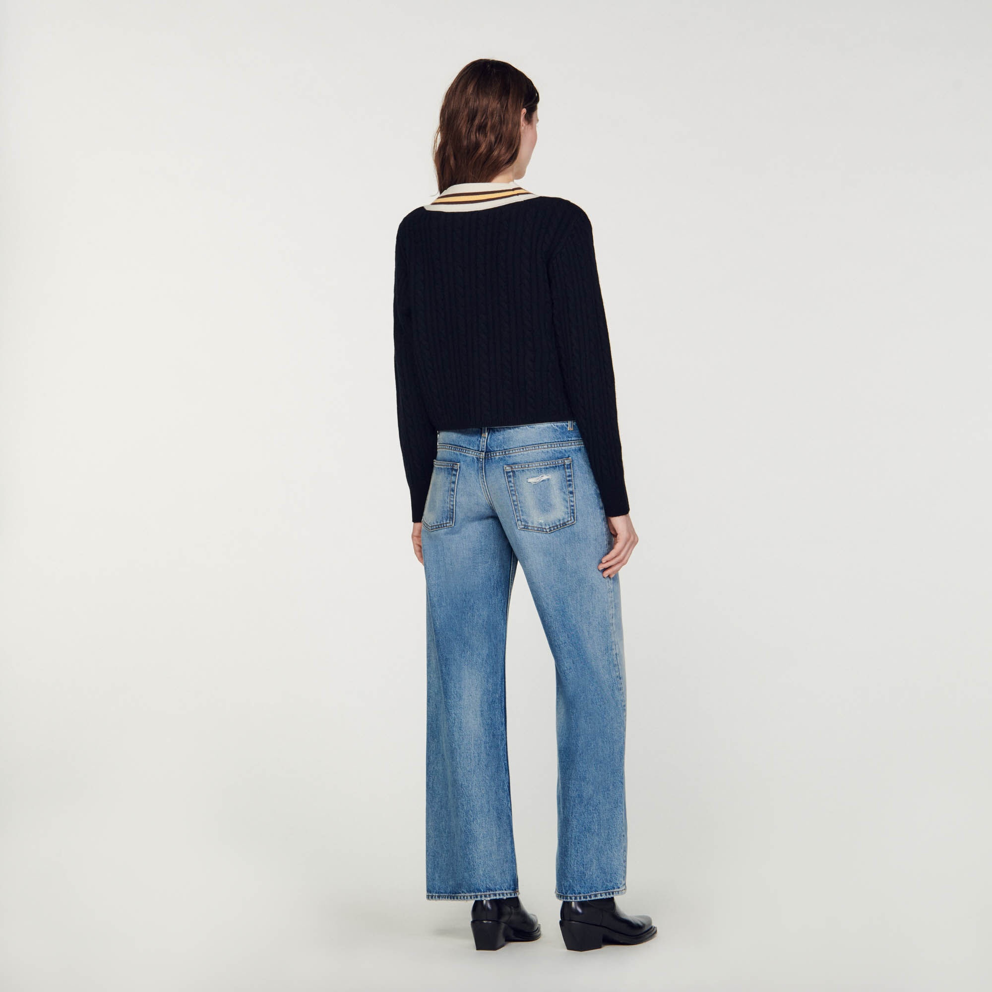 CONTRAST V-NECK JUMPER - 5
