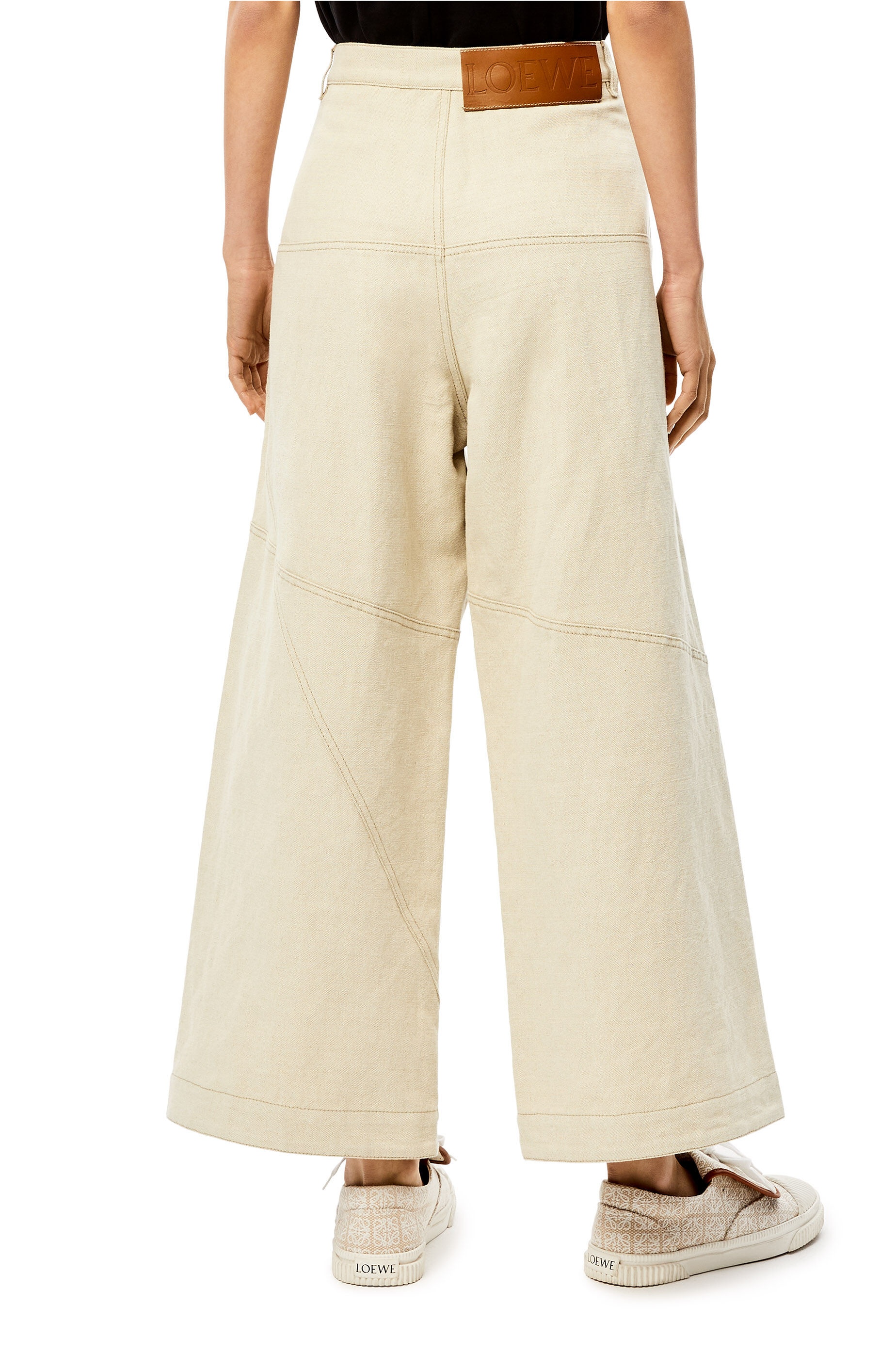 Button down trousers in cotton and linen - 4