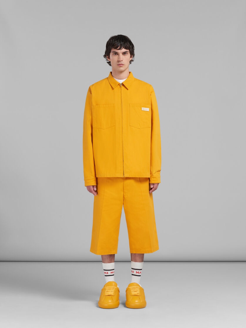 ORANGE GABARDINE ZIP-UP OVERSHIRT - 2