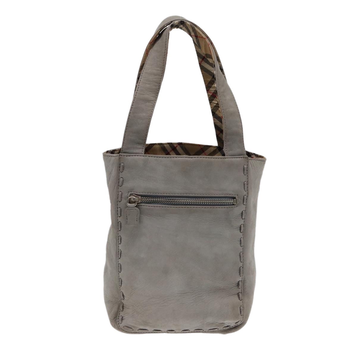 Burberry Hand Bag Leather Gray Silver - 2