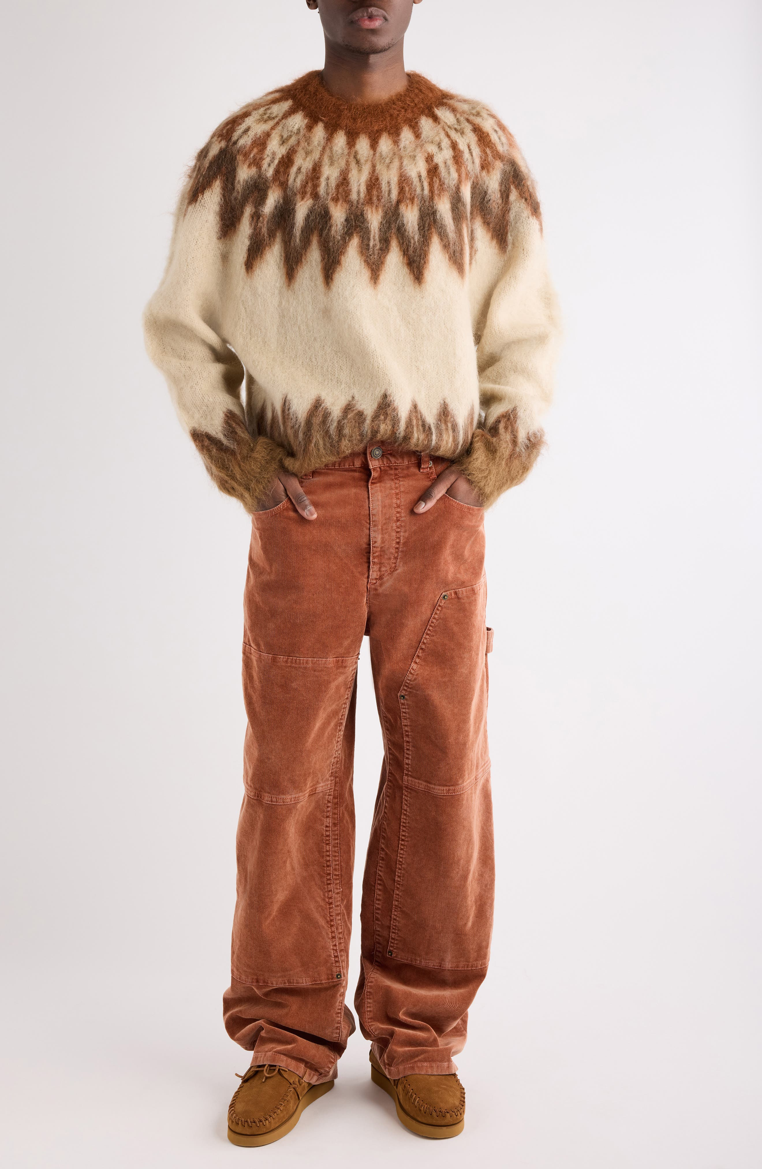 Isabel Marant Nicholas Oversize Fair Isle Mohair Blend Crewneck Sweater in Rust at Nordstrom - 2
