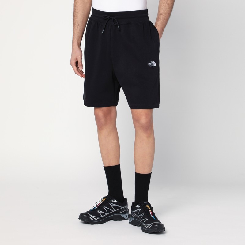 Black cotton-blend shorts with logo 1