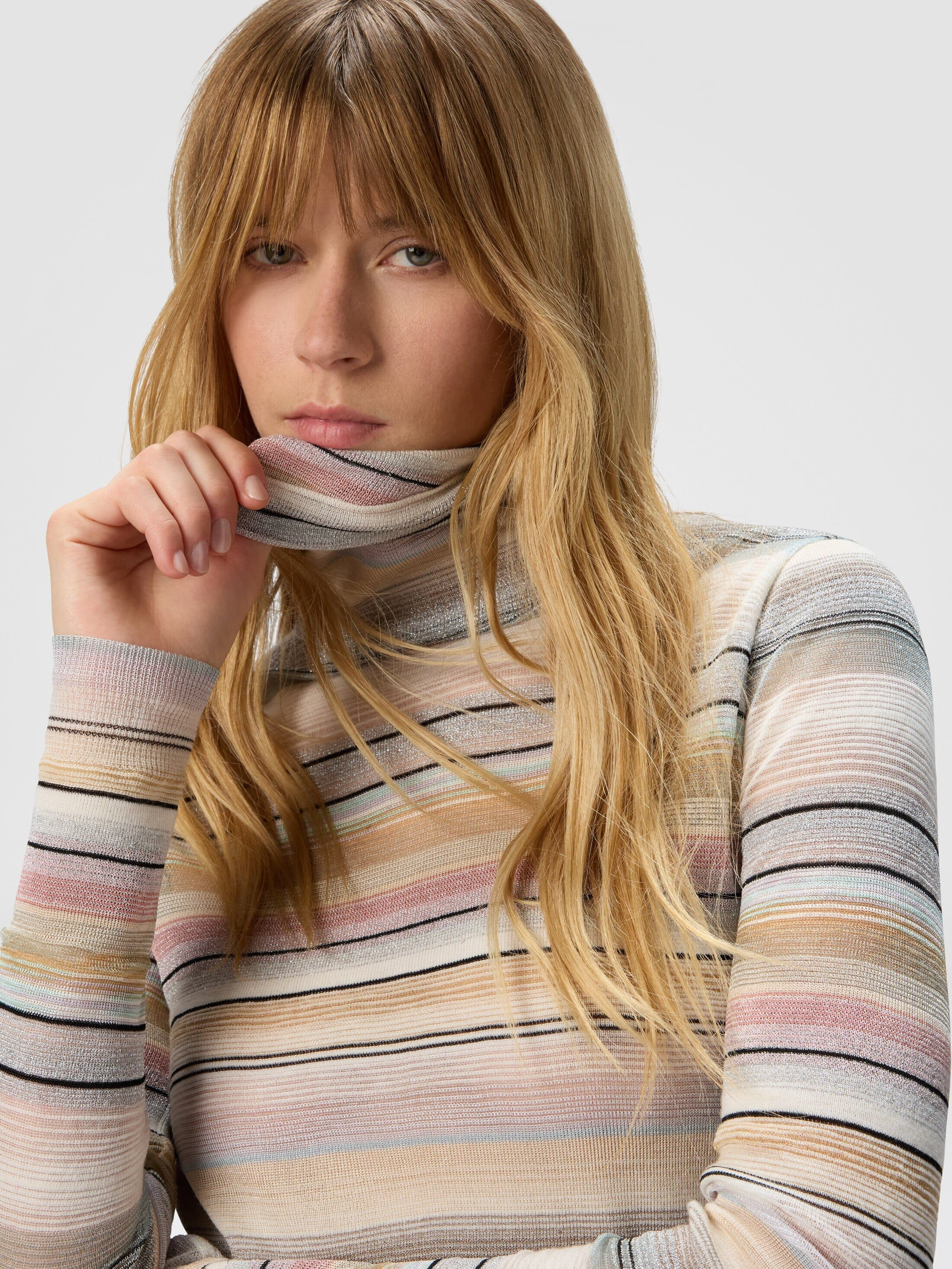 Missoni Striped High-neck Sweater in Beige & Pink at Nordstrom - 4