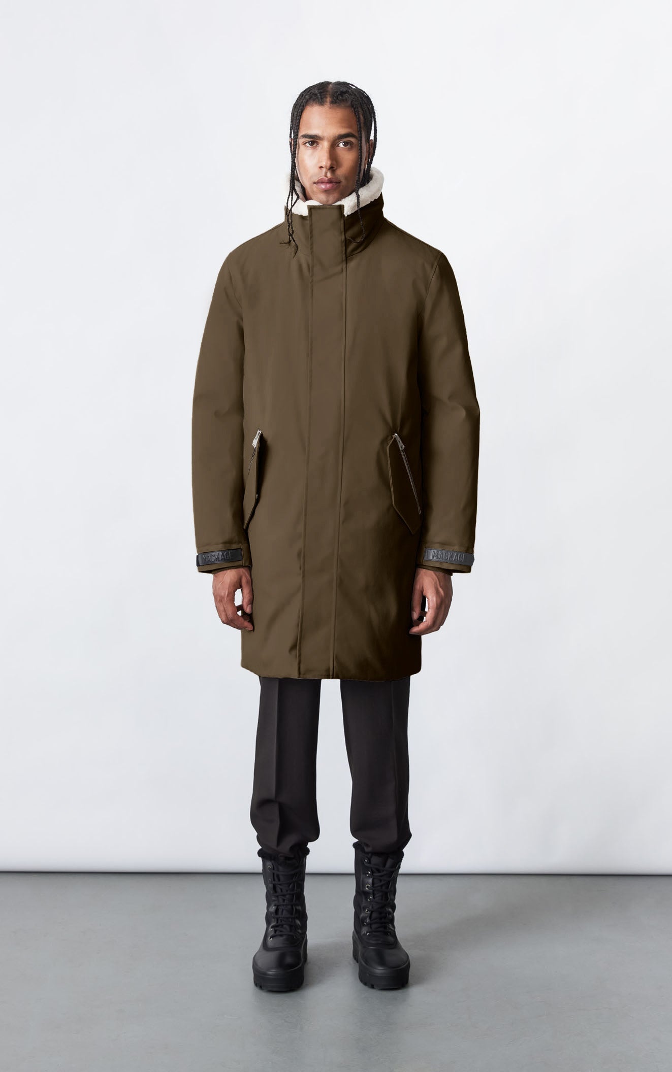 KASON Twill down parka with sheepskin lined collar for men - 7