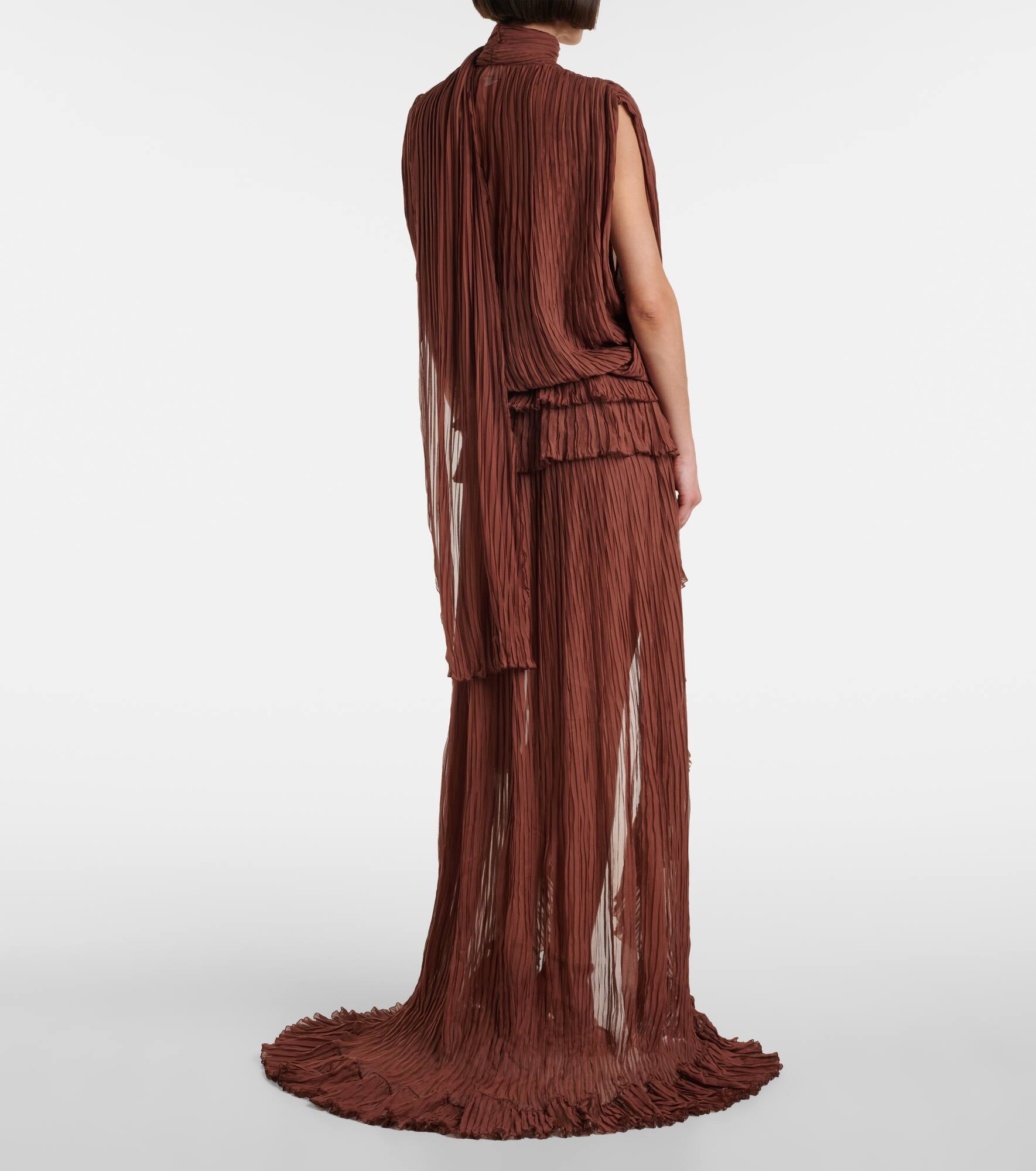 Plissé silk chiffon gown - 3