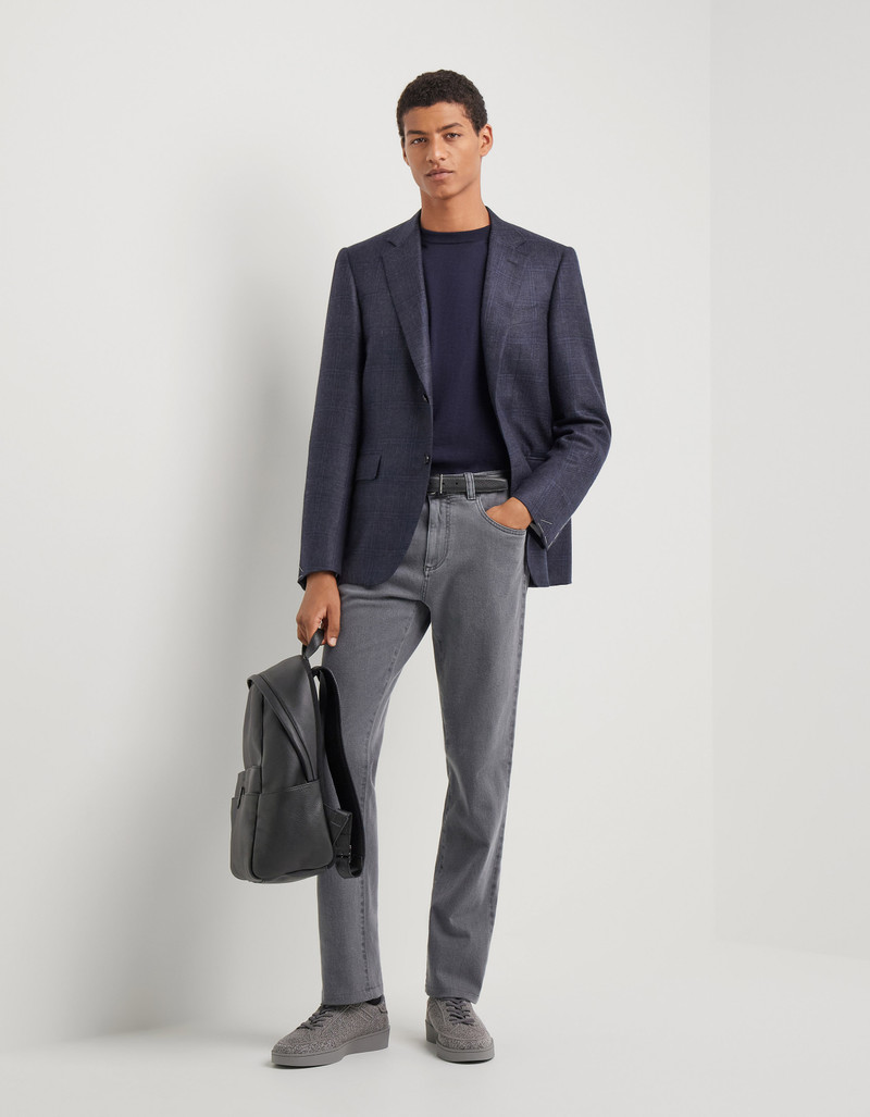 Canali EXCLUSIVE NAVY BLUE PURE CASHMERE PATTERNED JACKET outlook