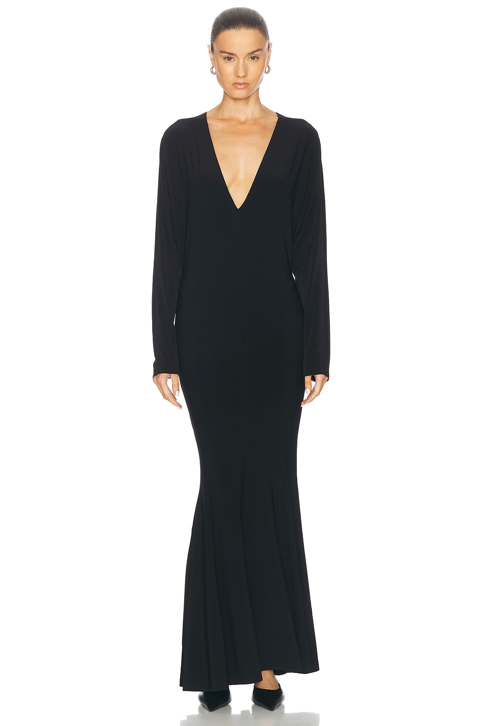 Dolman V Neck Fishtail Gown - 2
