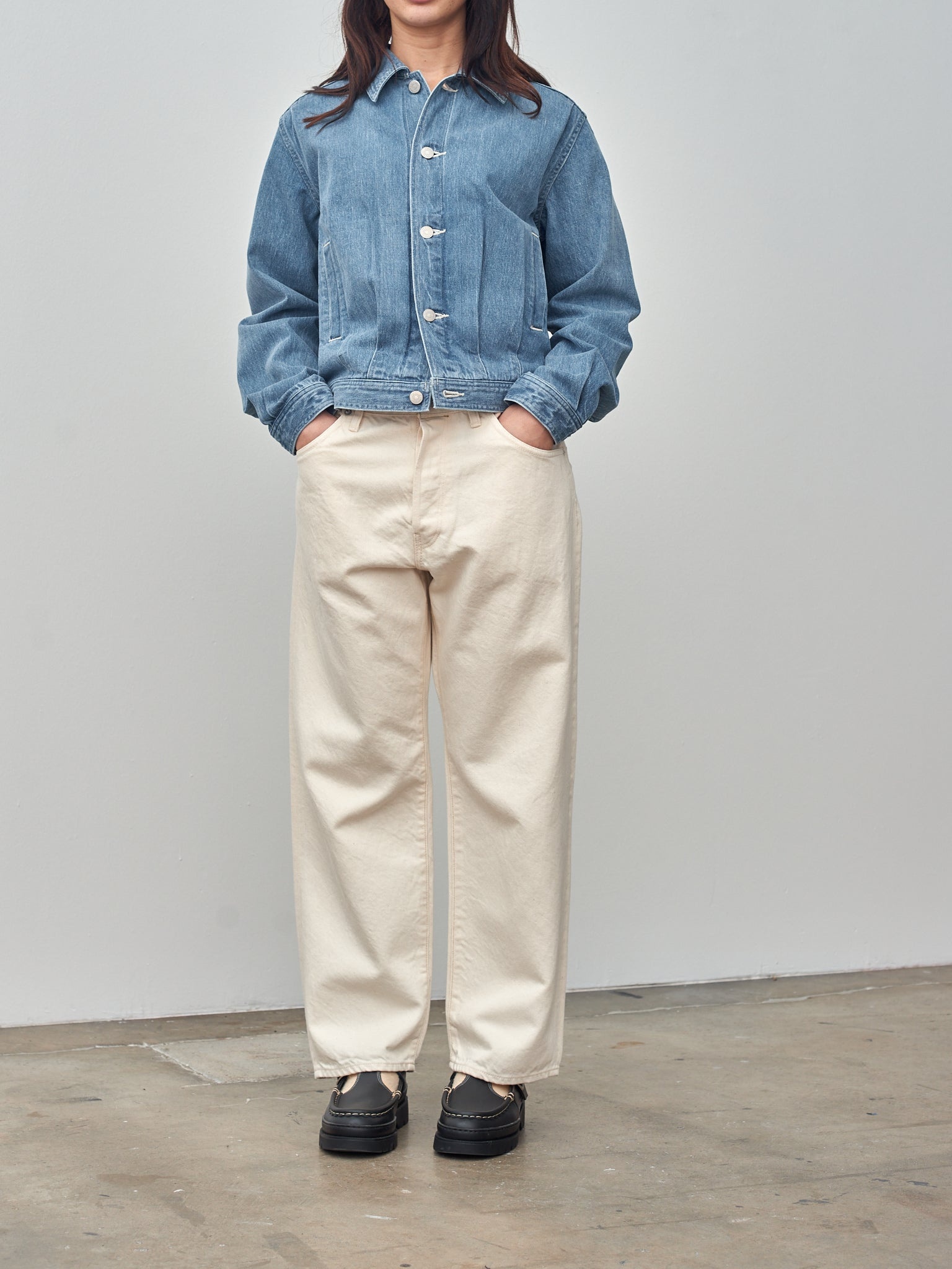 Selvedge Faded Light Denim Blouson - Light Indigo - 3