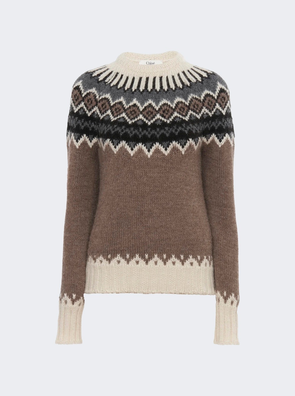 Crewneck Sweater Brown And Beige - 1