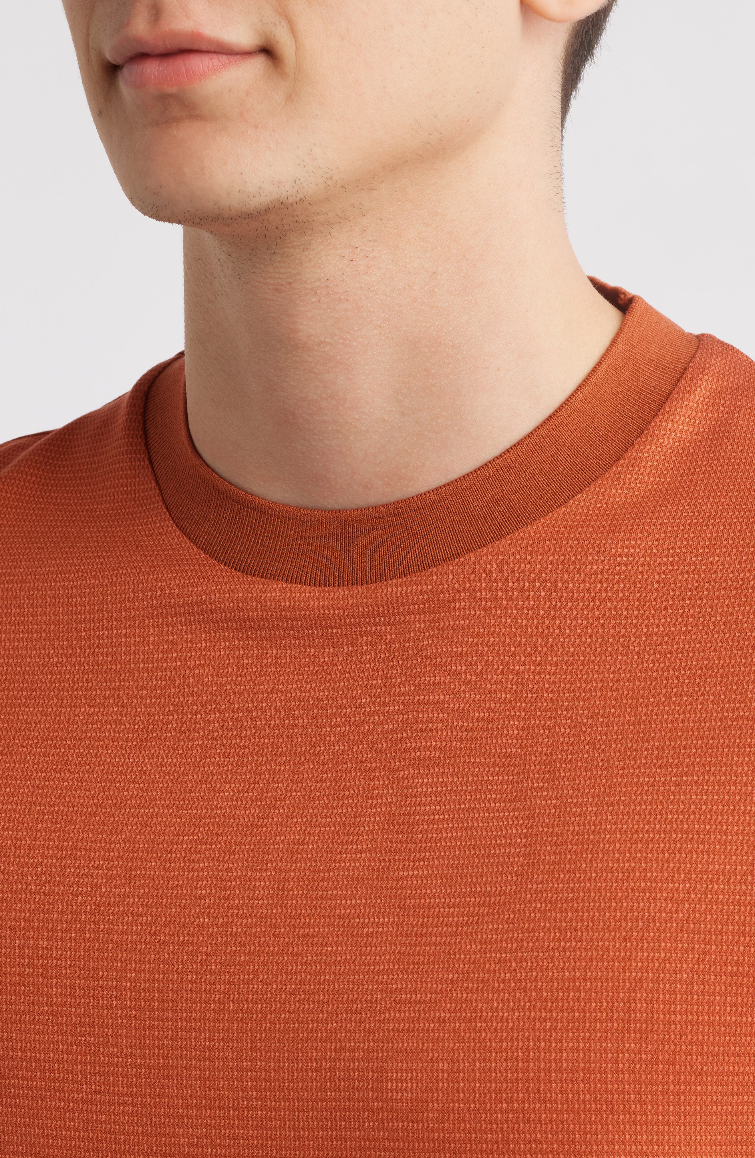 BOSS Thompson Pinstripe Cotton T-Shirt in Dark Orange at Nordstrom - 4