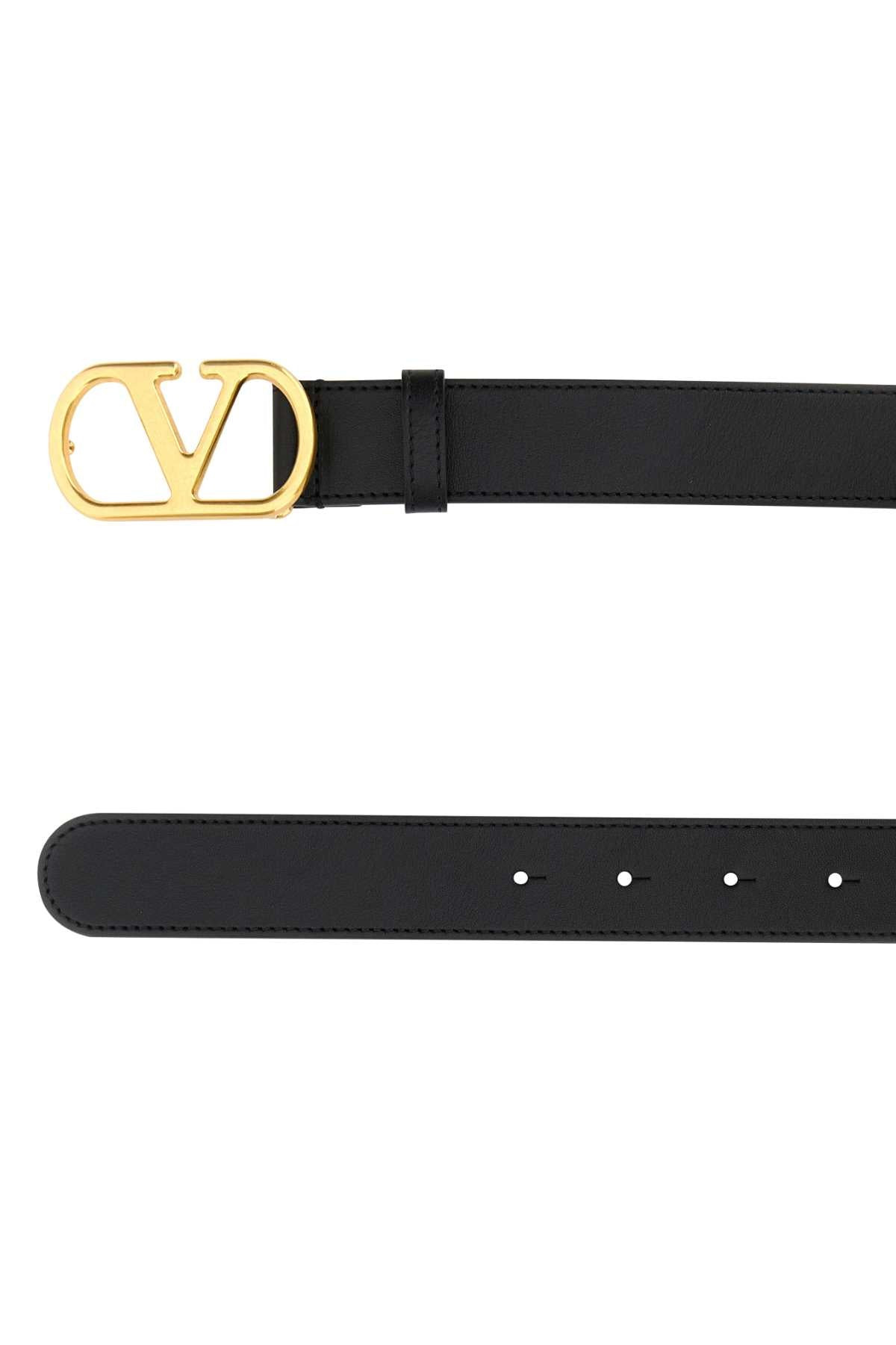 Valentino Garavani Women Black Leather Vlogo Belt - 2
