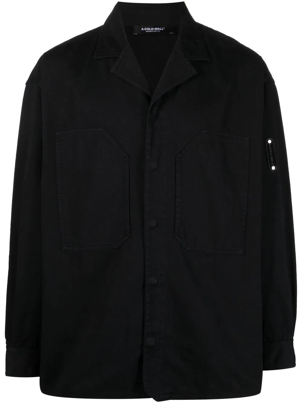 abstract-print notched-collar overshirt - 1