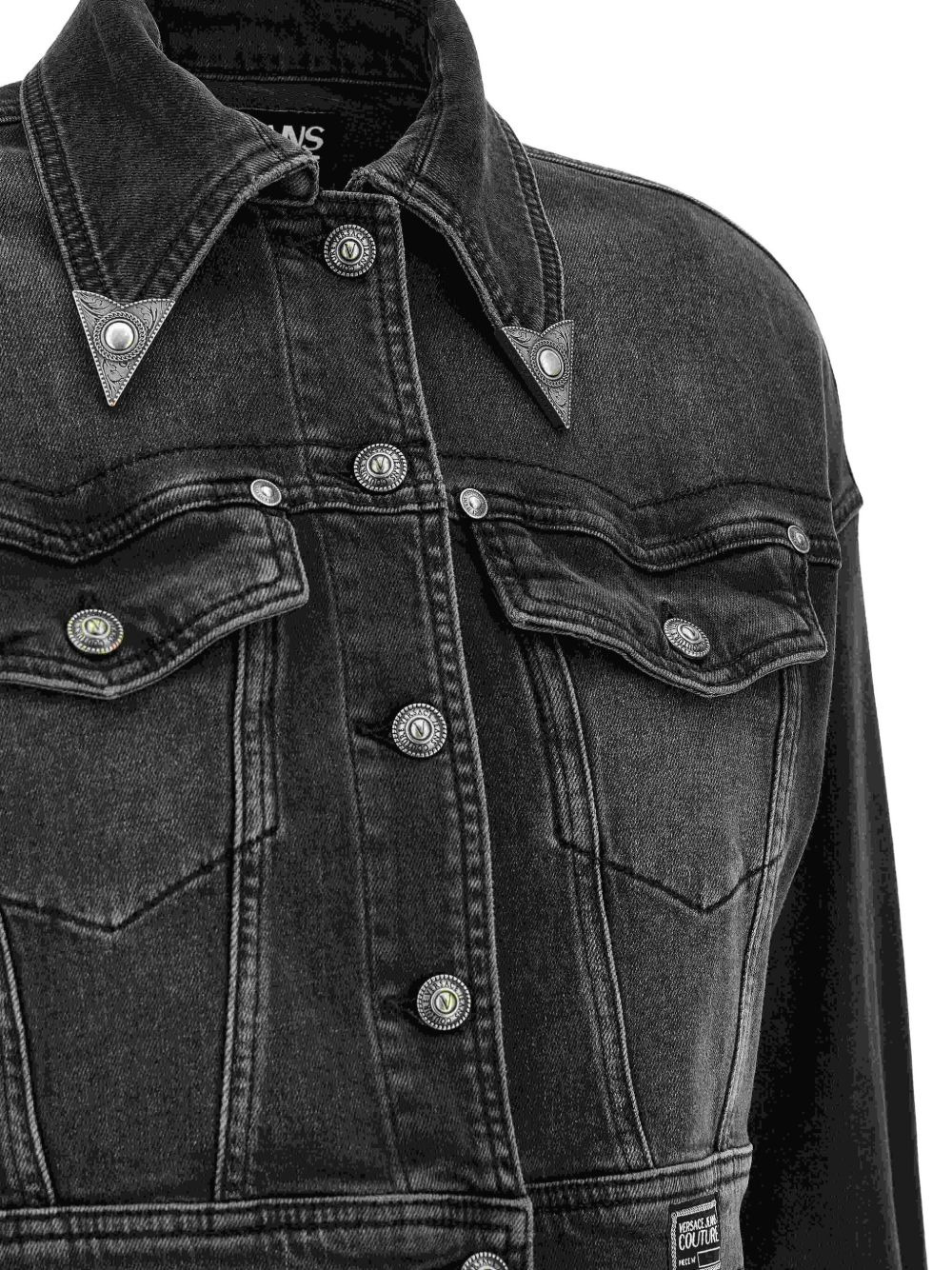 embroidered-flower denim jacket - 4