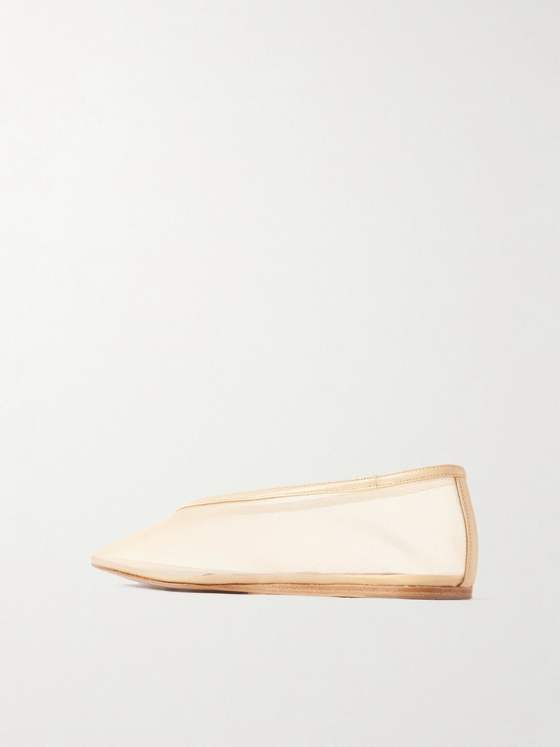 Luna Leather-trimmed Mesh Ballet Flats 3