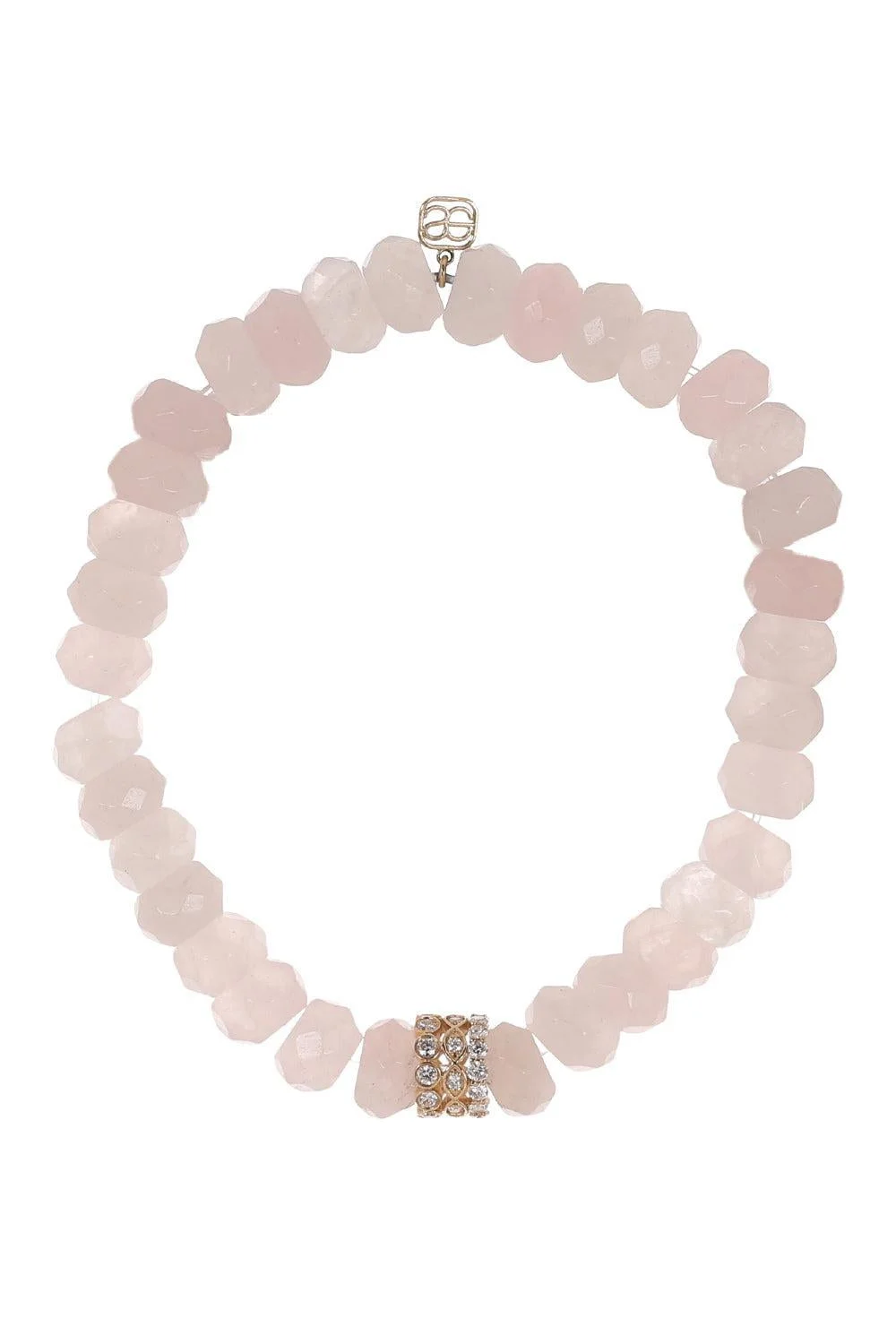 Rose Quartz Rondelle Trio Beaded Bracelet - 1