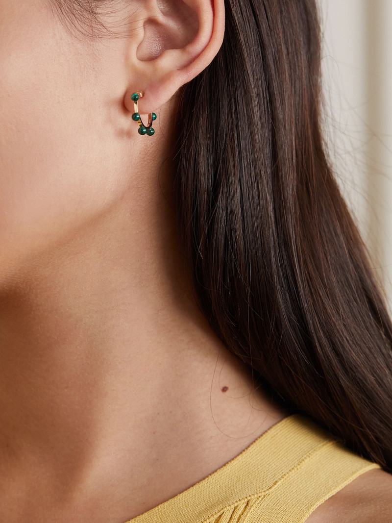 MATEO Small Dot 14-karat gold malachite hoop earrings Gold outlook