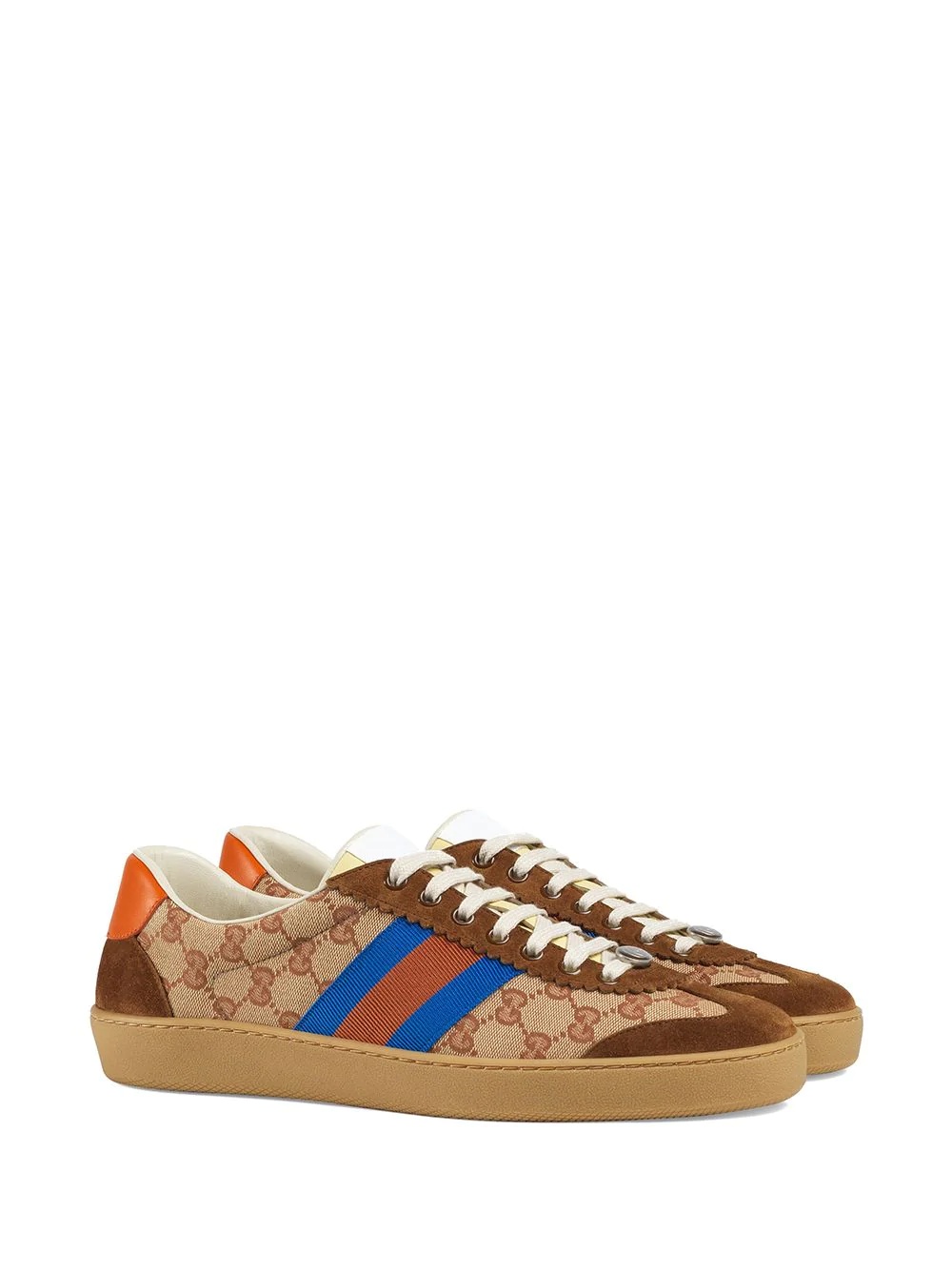 brown, orange and blue Original GG and suede Web sneakers - 3