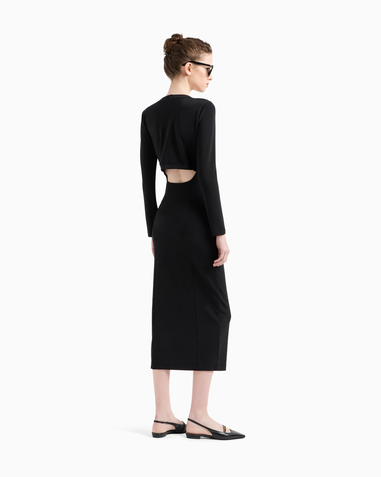 LONG DRESS IN VISCOSE CRÊPE WITH KEYHOLE OPENING AT THE BACK - 3