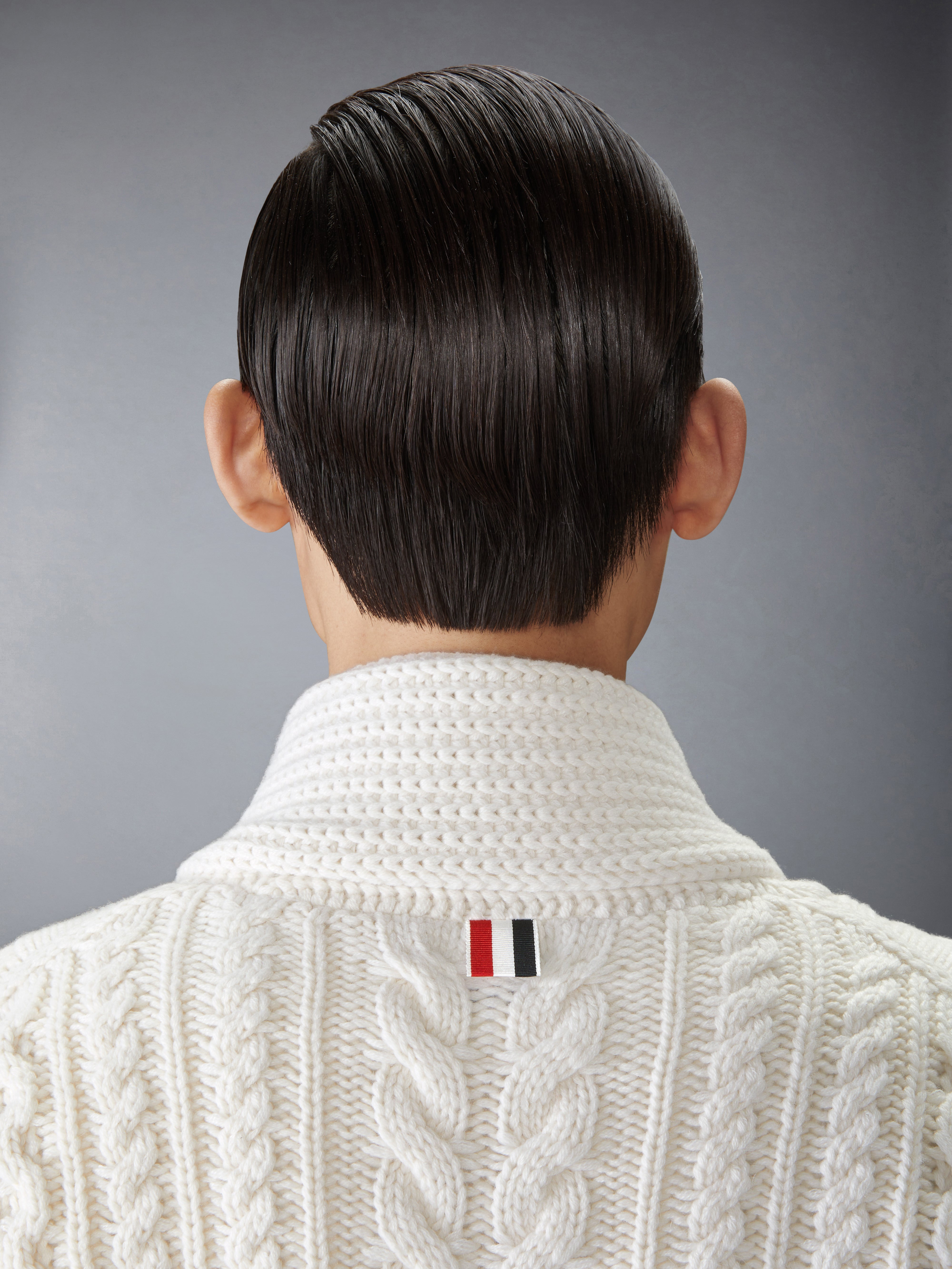 ARAN CABLE CASHMERE RWB STRIPE CARDIGAN - 5