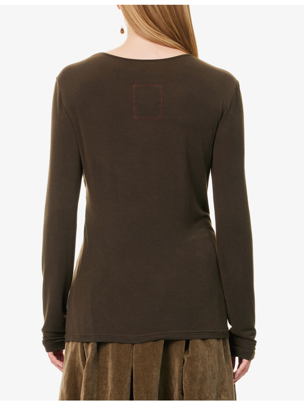 Twist Long-Sleeves Stretch-Woven Top - 4