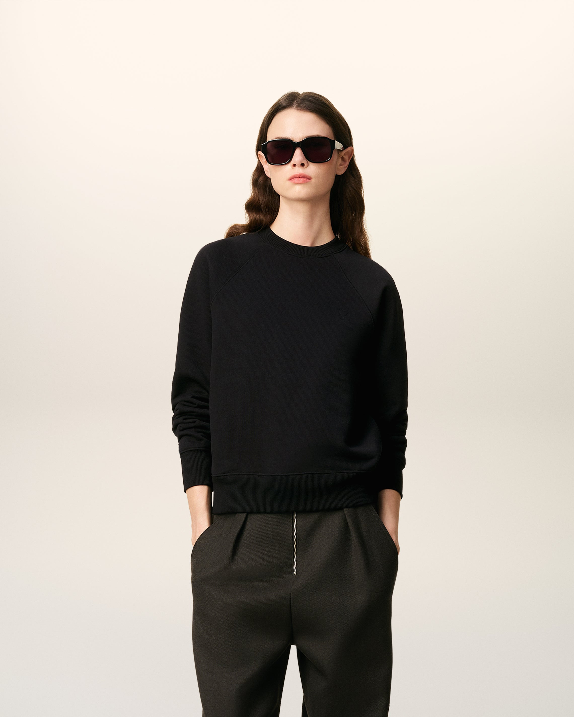 BLACK COTTON AMI DE COEUR SWEATSHIRT - 2