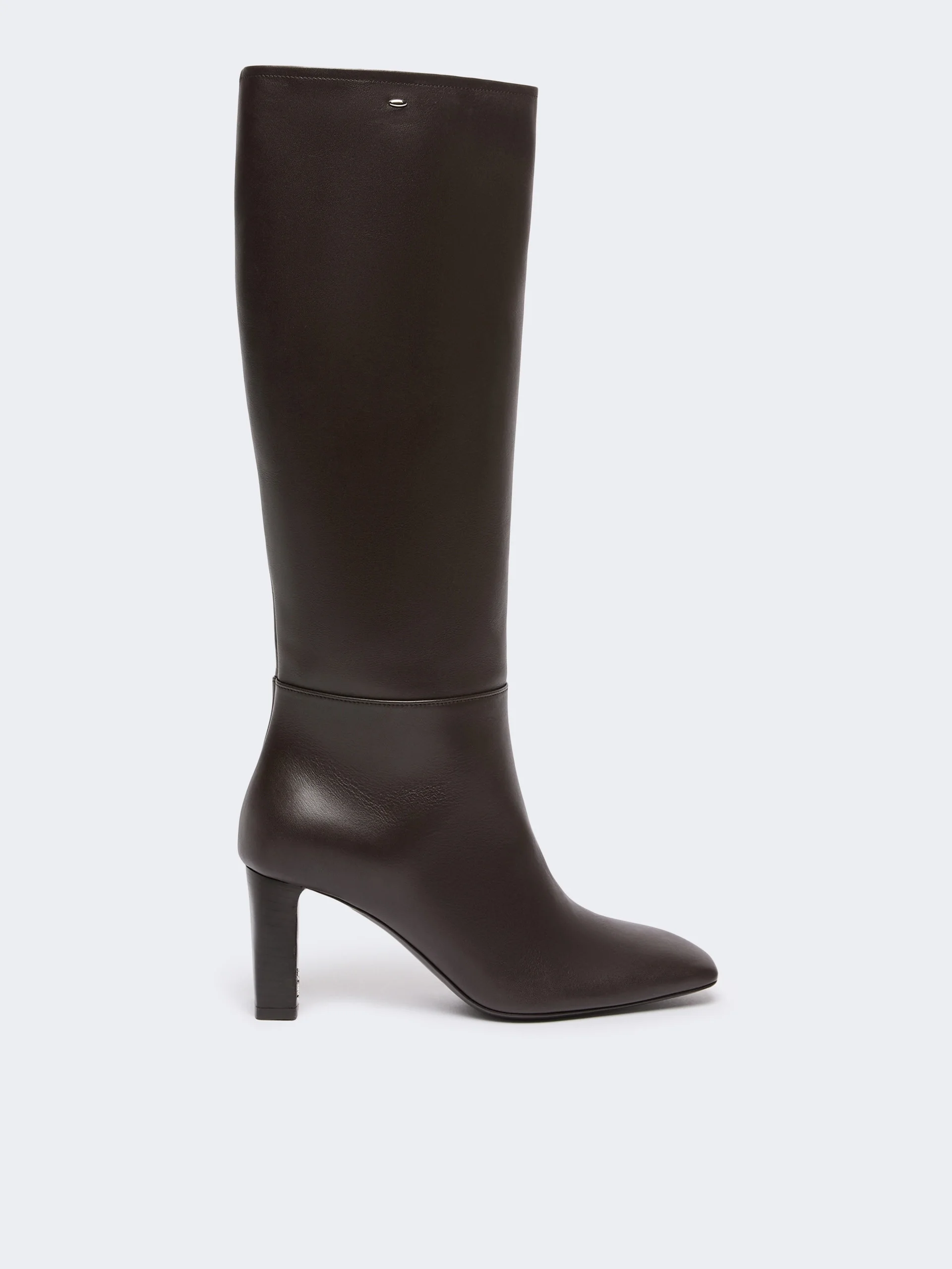 OBICE Smooth leather high boot - DARK BROWN - 1