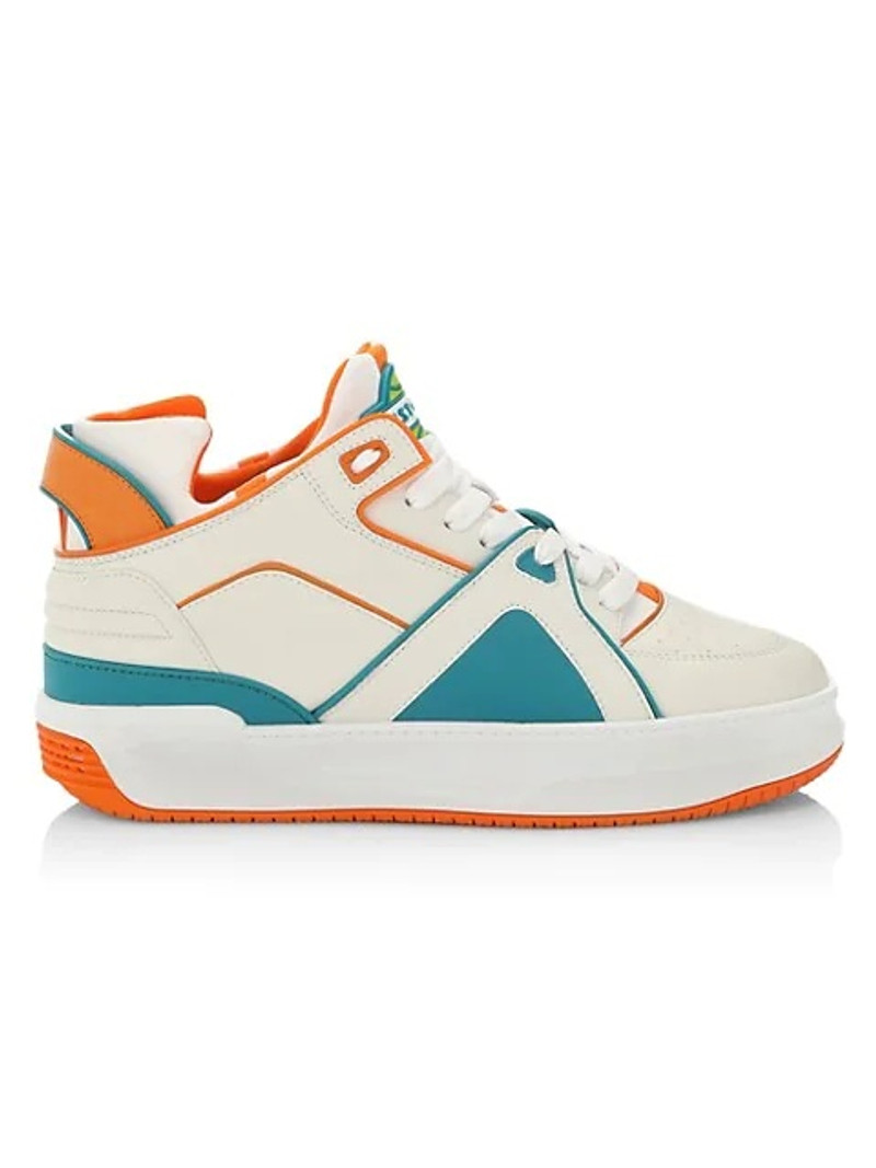 Tennis Courtside Mid White, Orange and Teal - 1