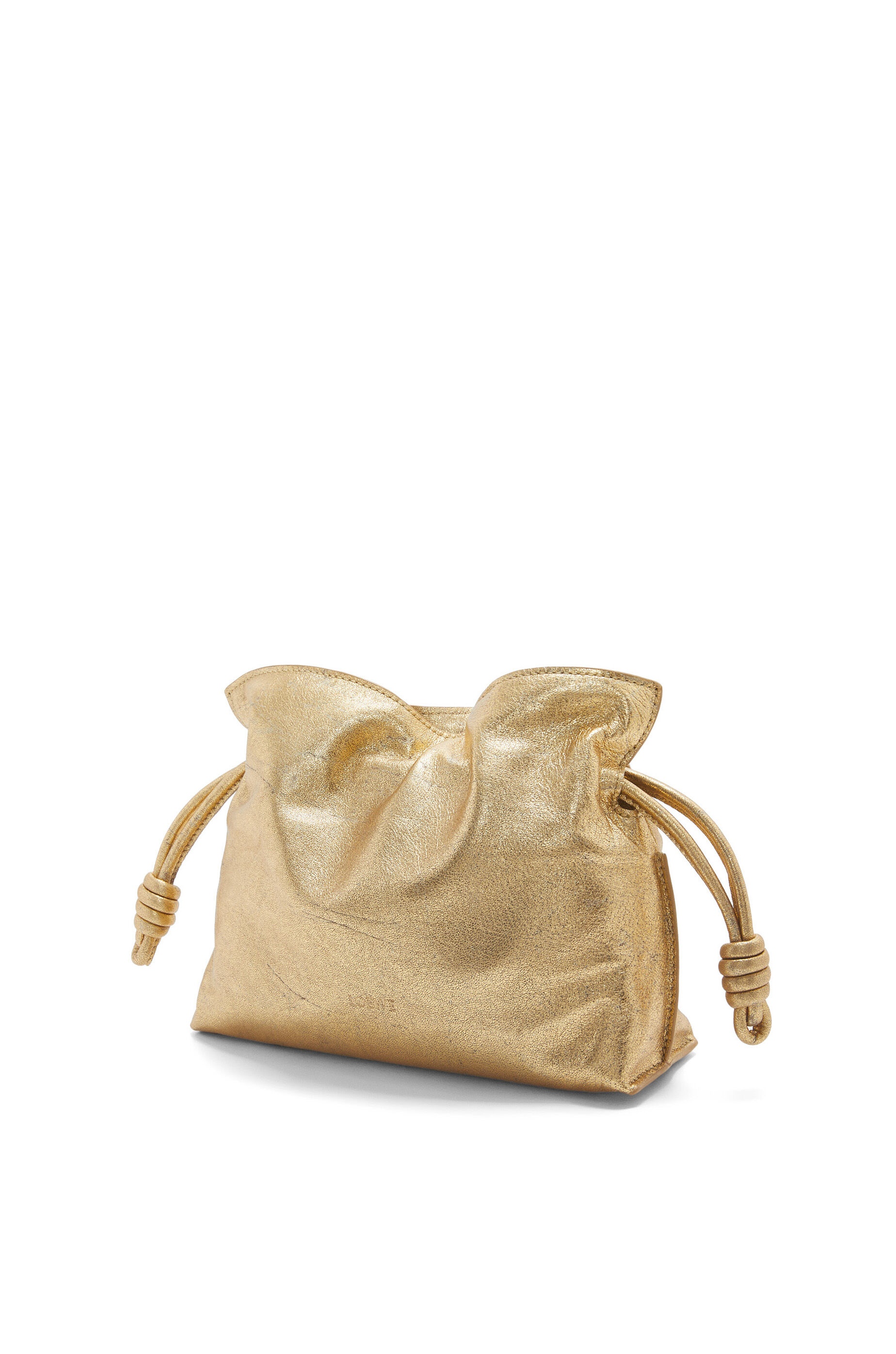 24AW new/LOEWE フラメンコフリンジメタリッククラッチ Bag Gold Loewe Flamenco fringed metallic leather clutch Loewe