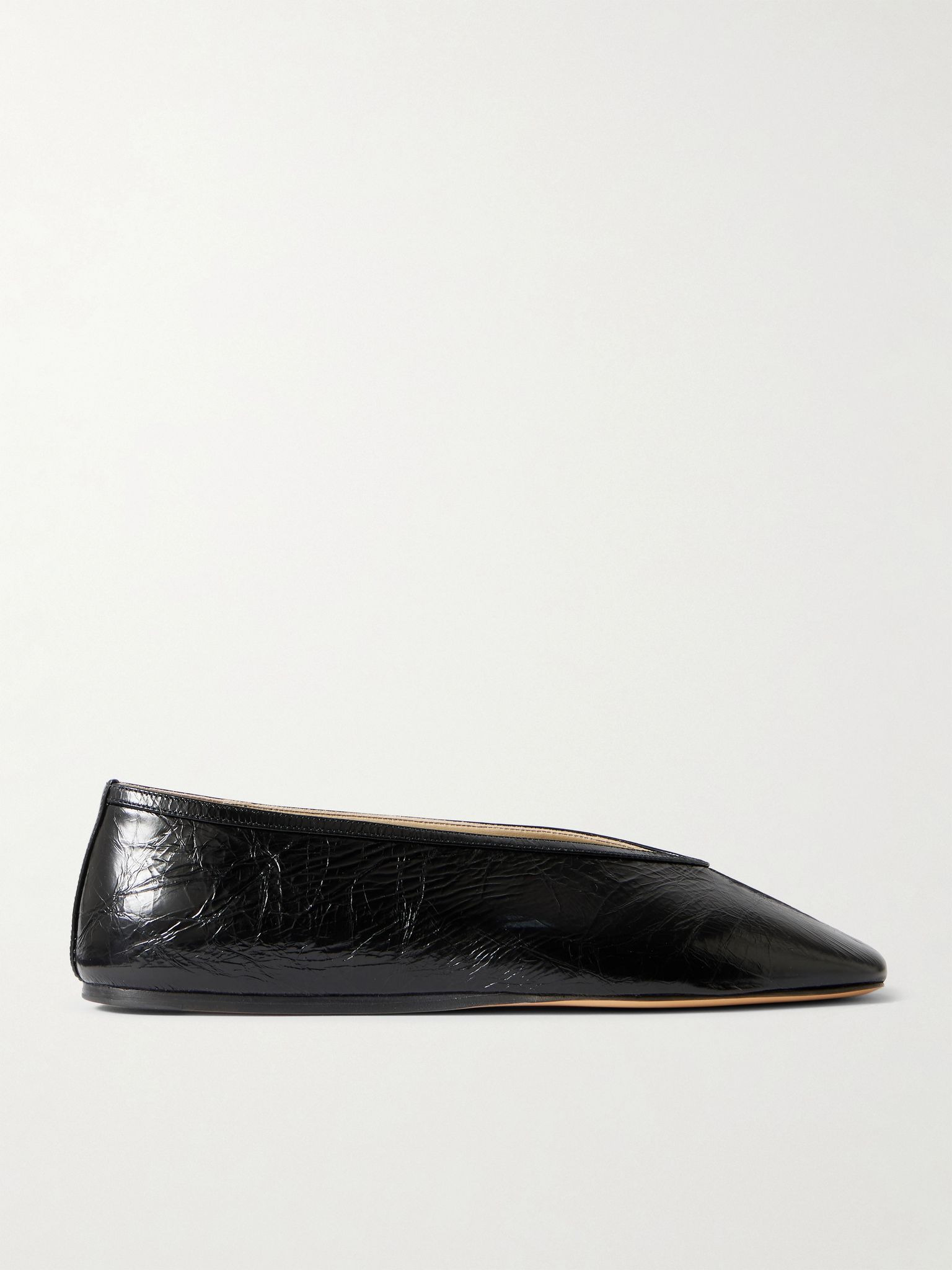 Luna crinkled-leather ballet flats Black - 1