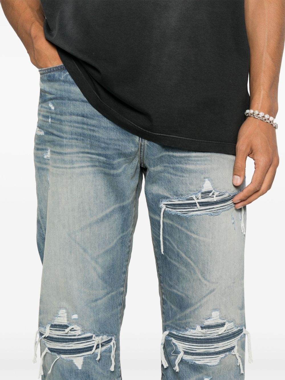 distressed straight-leg jeans - 5