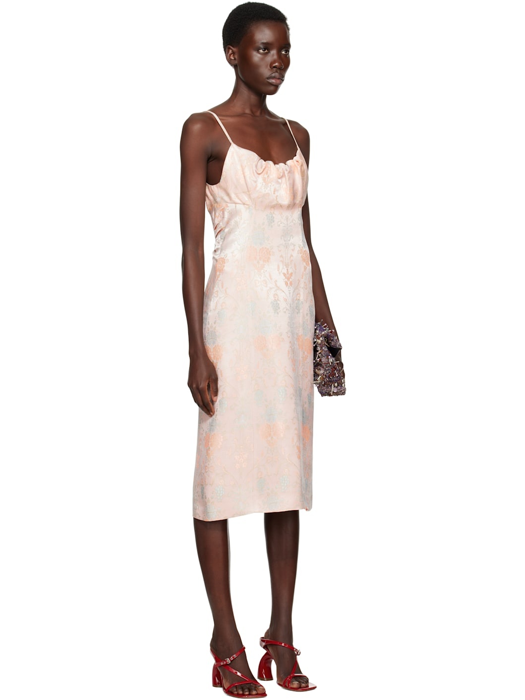 Pink Jacquard Midi Dress - 2