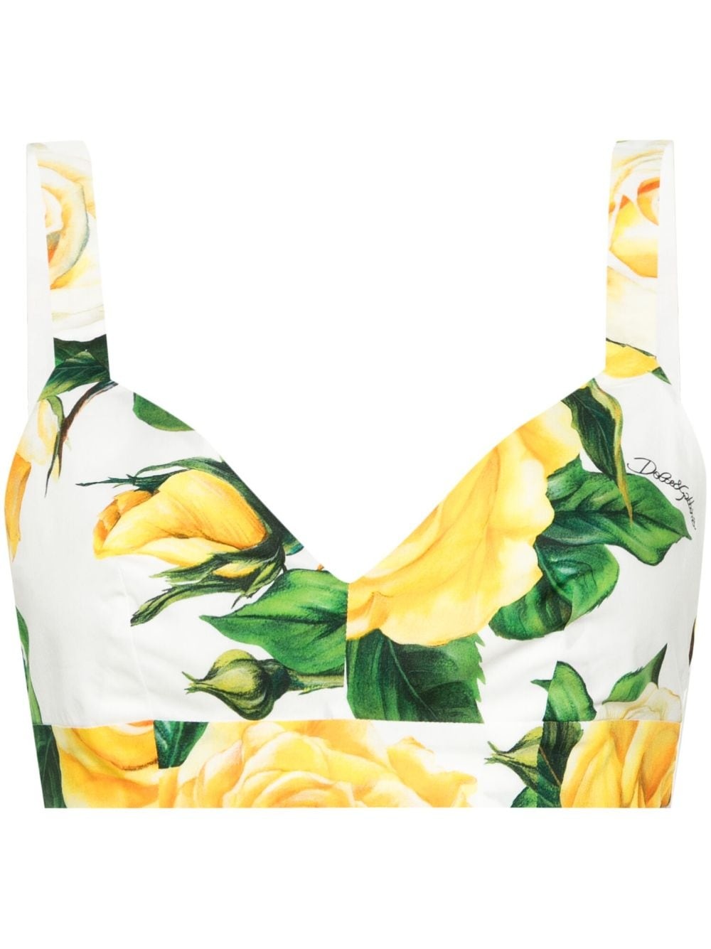 rose-print cotton crop top - 1