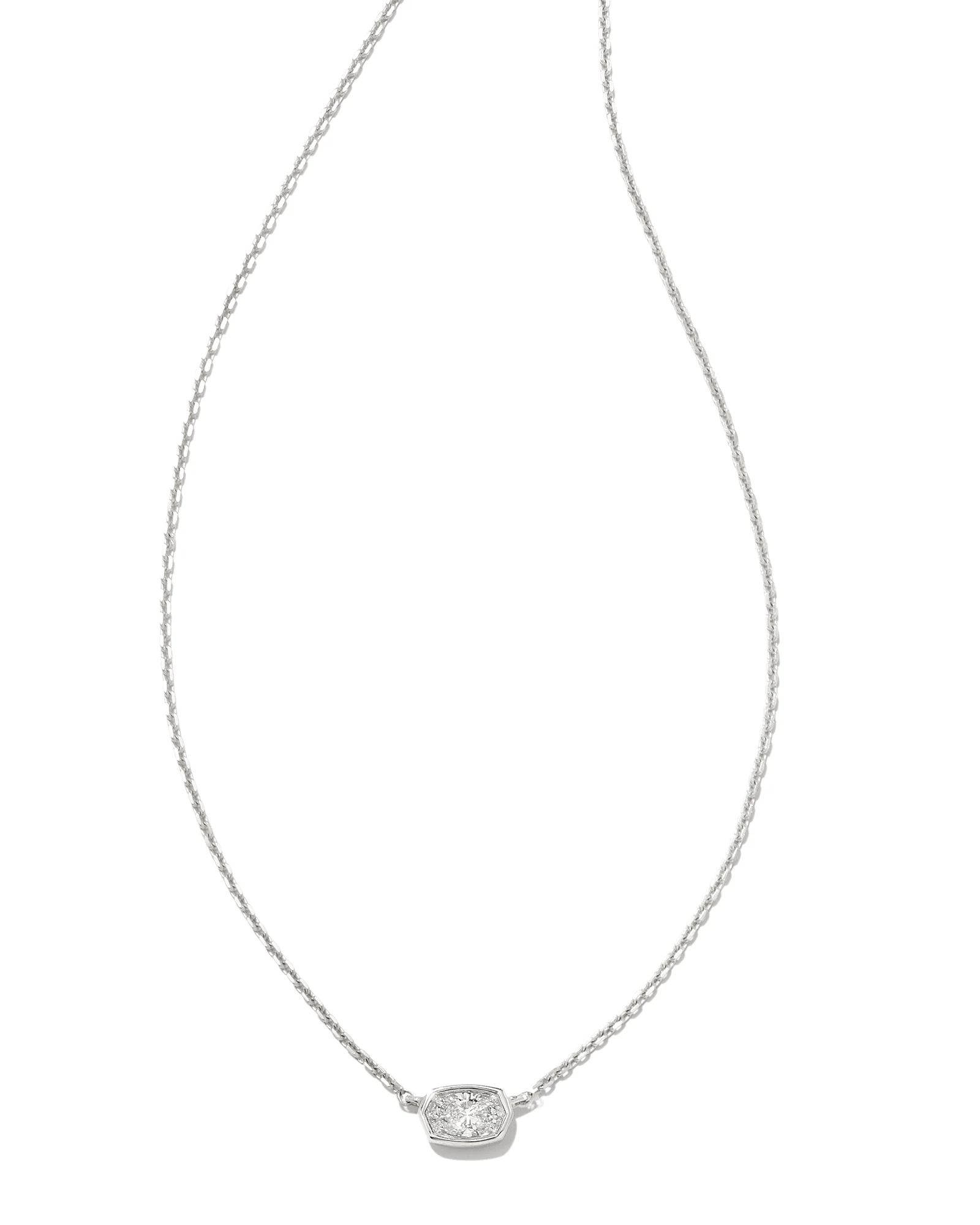 0.11 ct Marisa 14k White Gold Oval Solitaire Pendant Necklace in White Diamond - 1