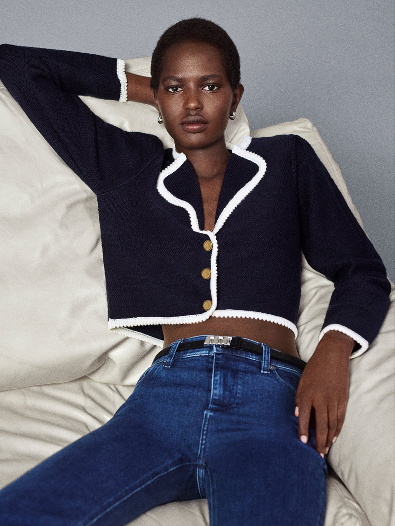 FRAME The Corded Cardi in Navy Multi outlook