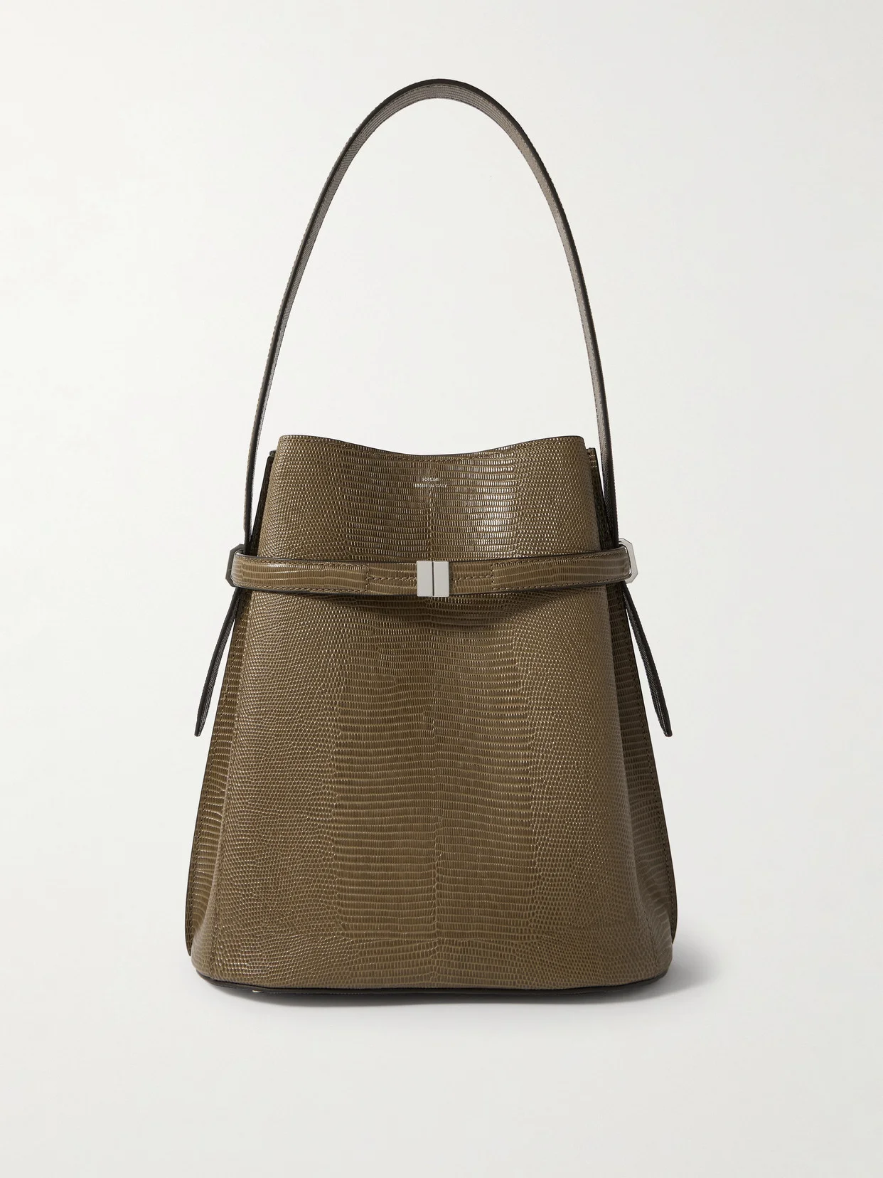 Belted Lizard-effect Leather Tote - 1