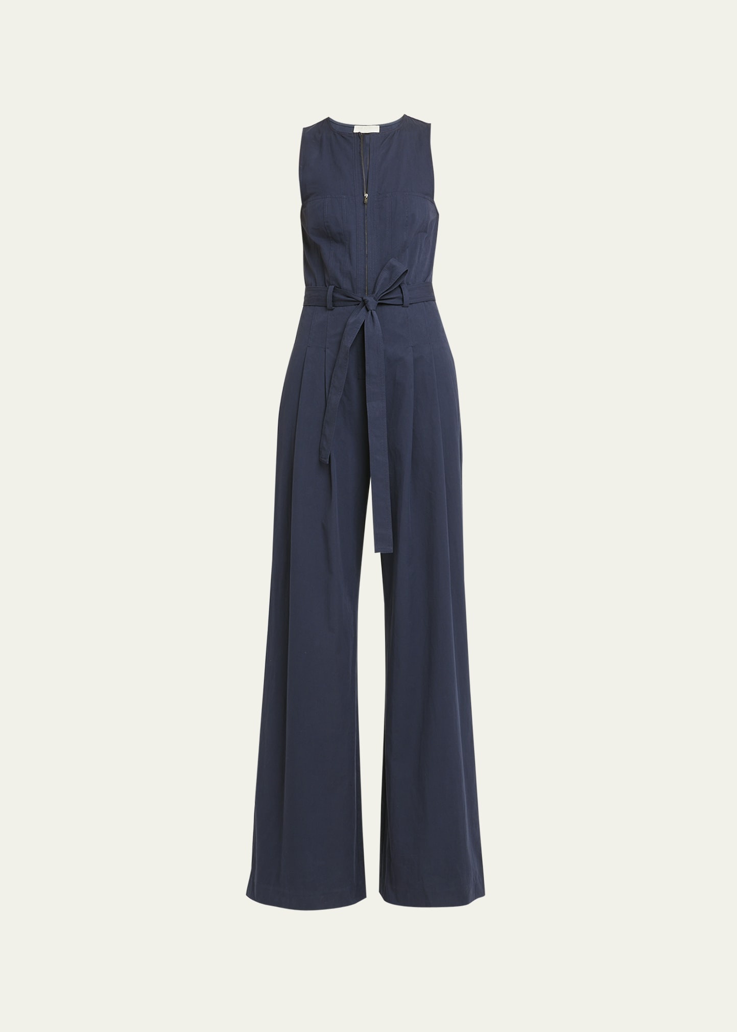 Marin Sleeveless Belted Wide-Leg Cotton Jumpsuit - 1