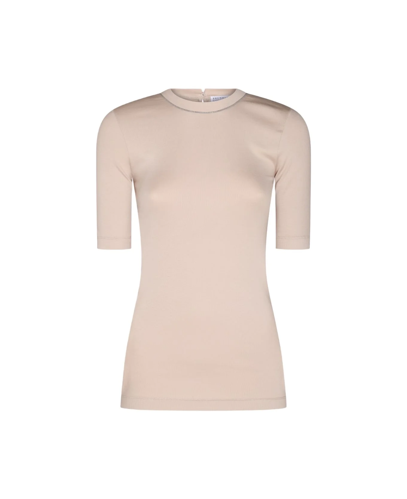 Beige Cotton Stretch T-shirt - 1