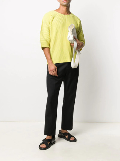 ISSEY MIYAKE ribbed half-sleeve top outlook