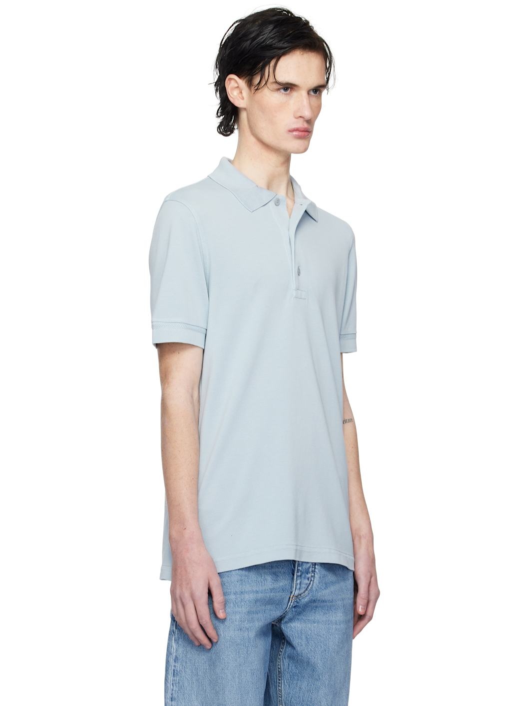Blue Three-Button Polo - 2