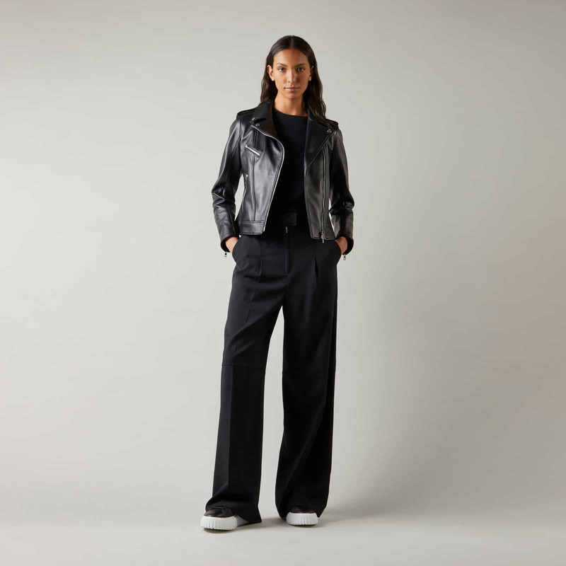 HOGAN Leather Jacket Black outlook