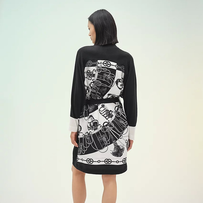 Hermès "Cliquetis Finesse Multicolore" long supple twillaine cardigan outlook
