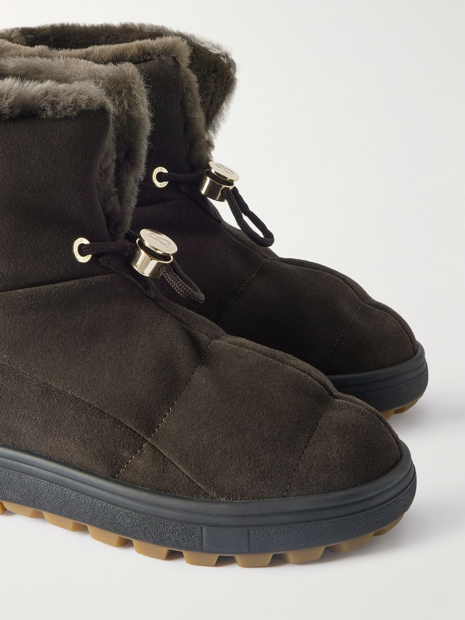 Chamonix embroidered shearling-lined suede ankle boots Chocolate - 4