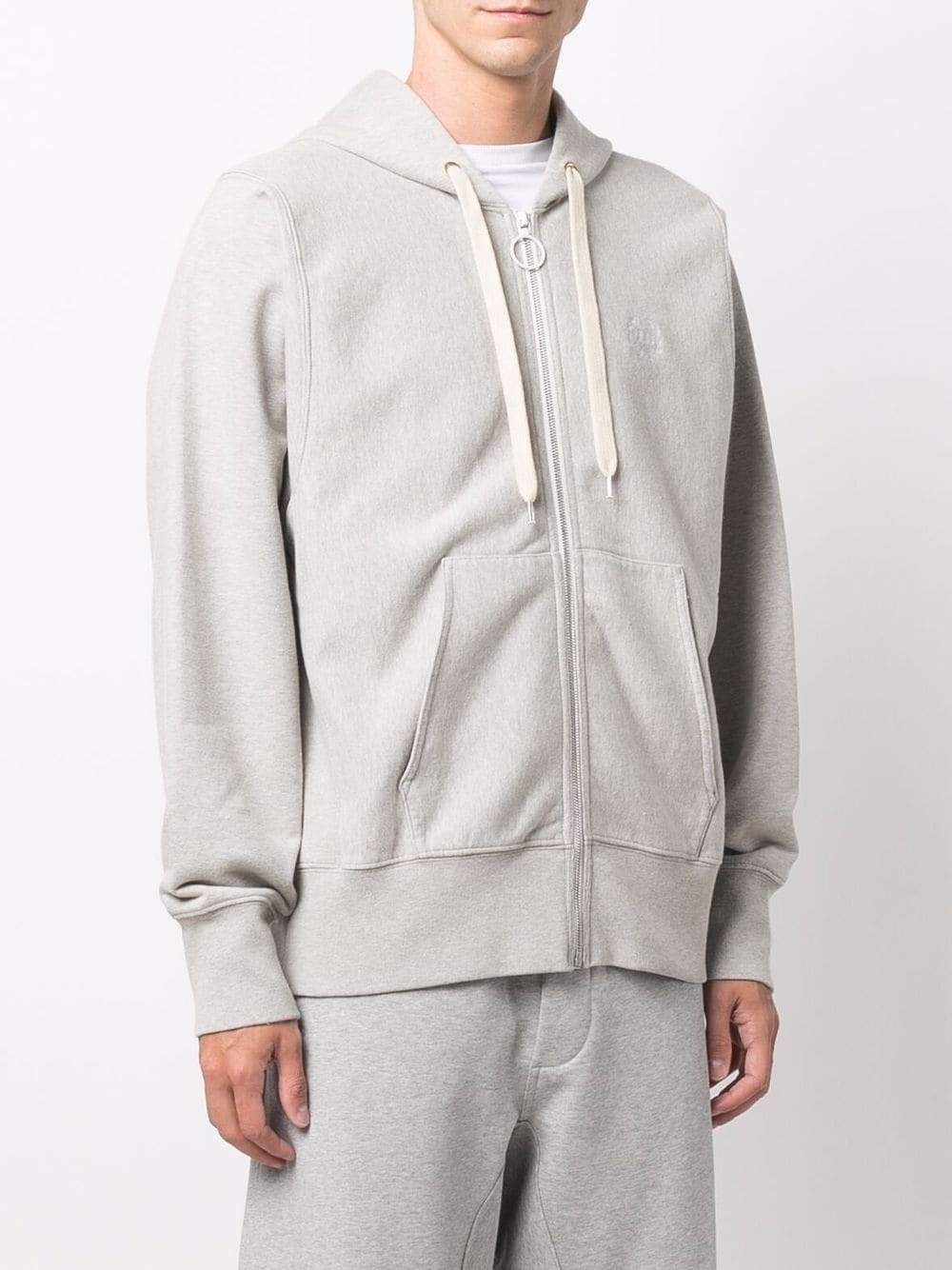 zip-fastening drawstring hoodie - 3