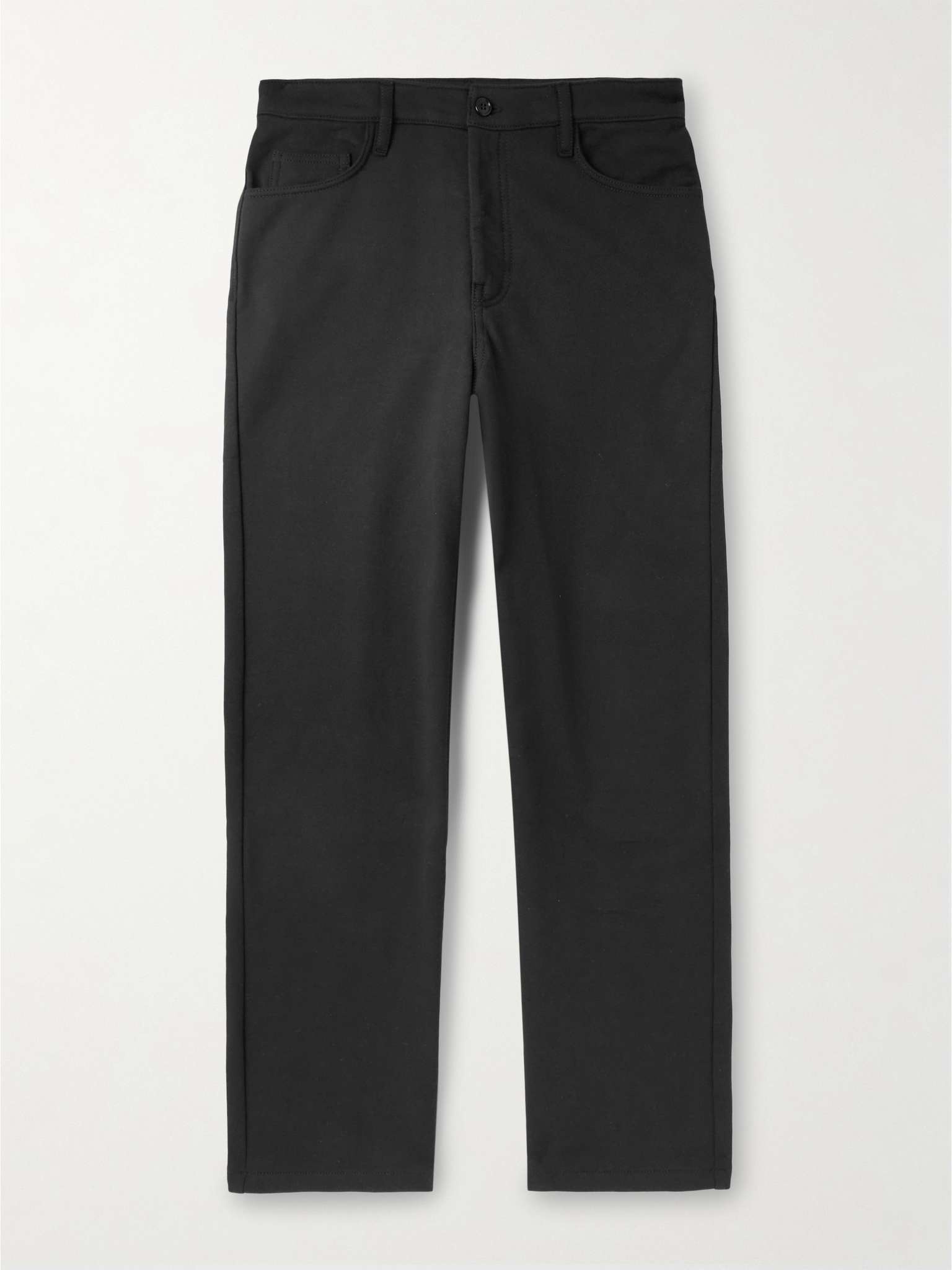 Straight-Leg Cotton-Jersey Trousers - 1