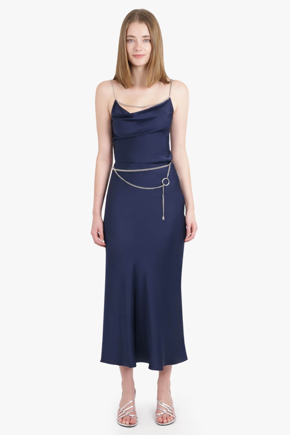 CHAIN DETAIL S/LESS CAMISOLE TOP | DEEP NAVY - 3